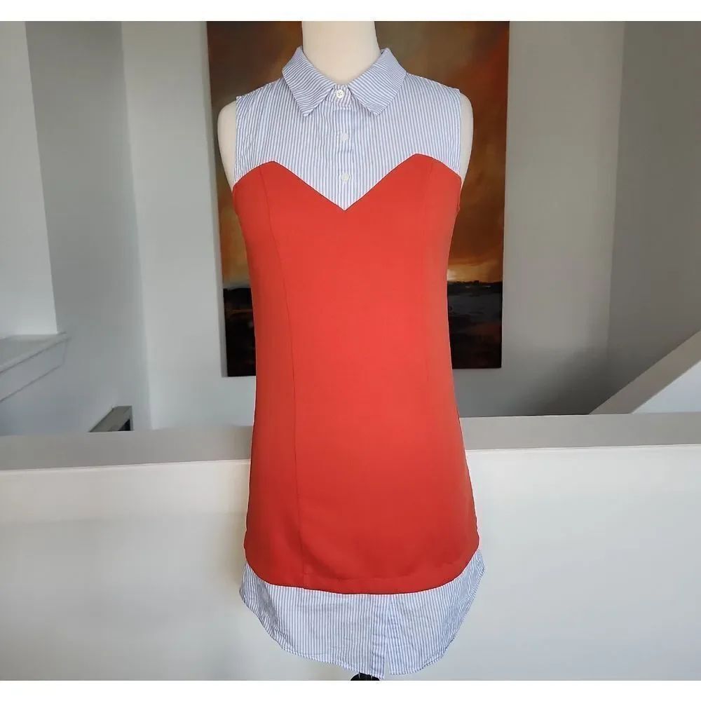 English Factory Red and Blue Striped Dress Size M
